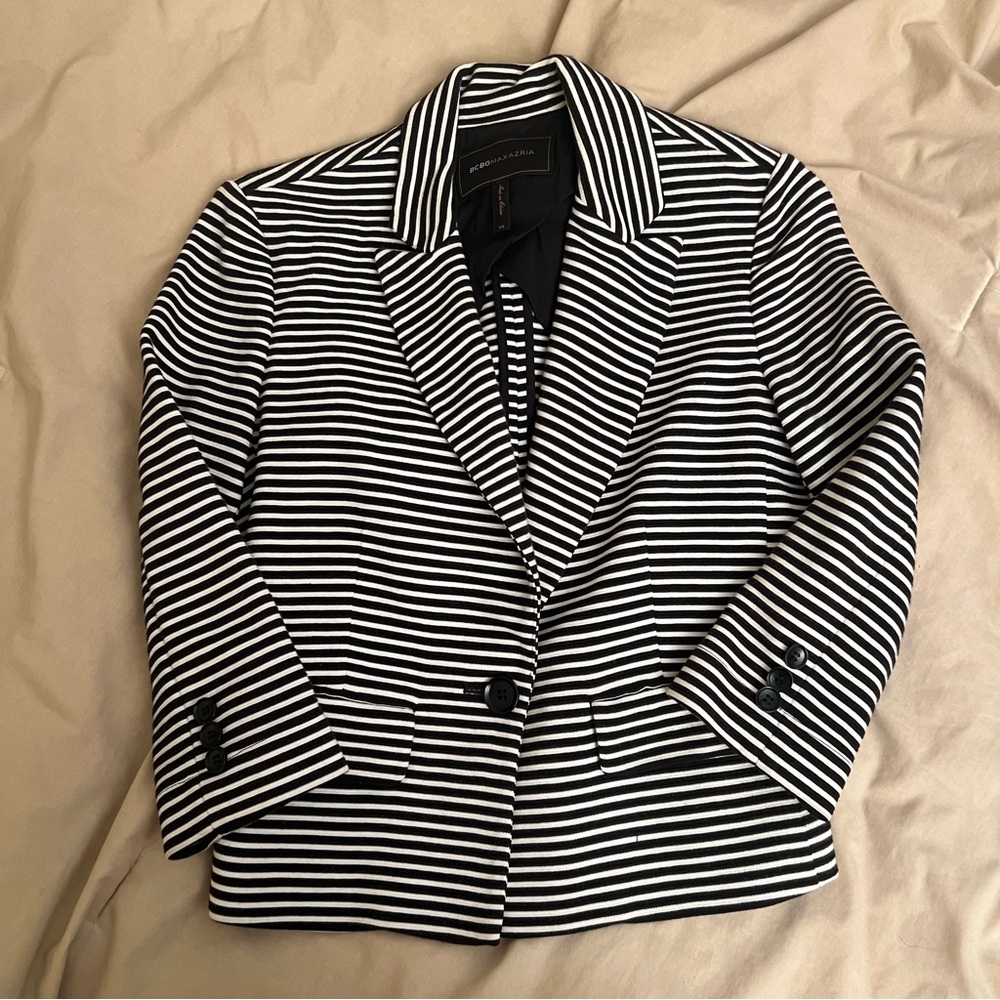 Bcbg striped cropped blazer